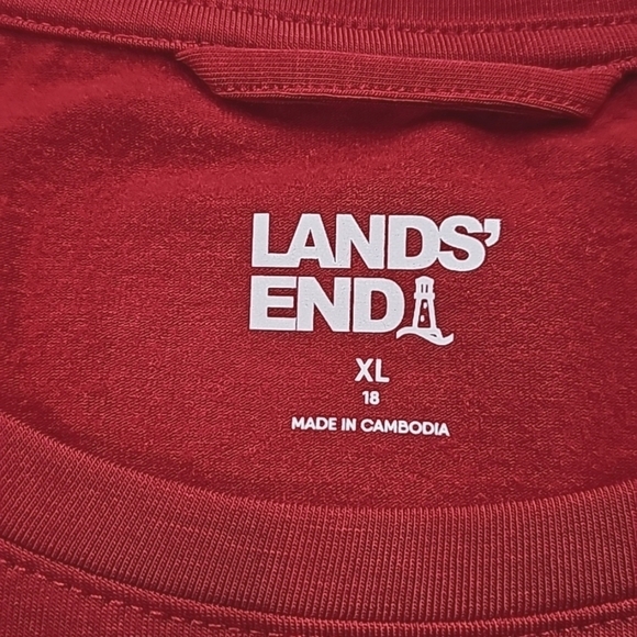 Lands' End Fleece Lined Leggings & LS Tee, Buffalo Plaid Blk White, Red XL 18 - Picture 5 of 12